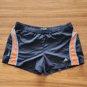 Vintage Adidas Supernova Running Shorts with Orange and Light Blue Side Stripes